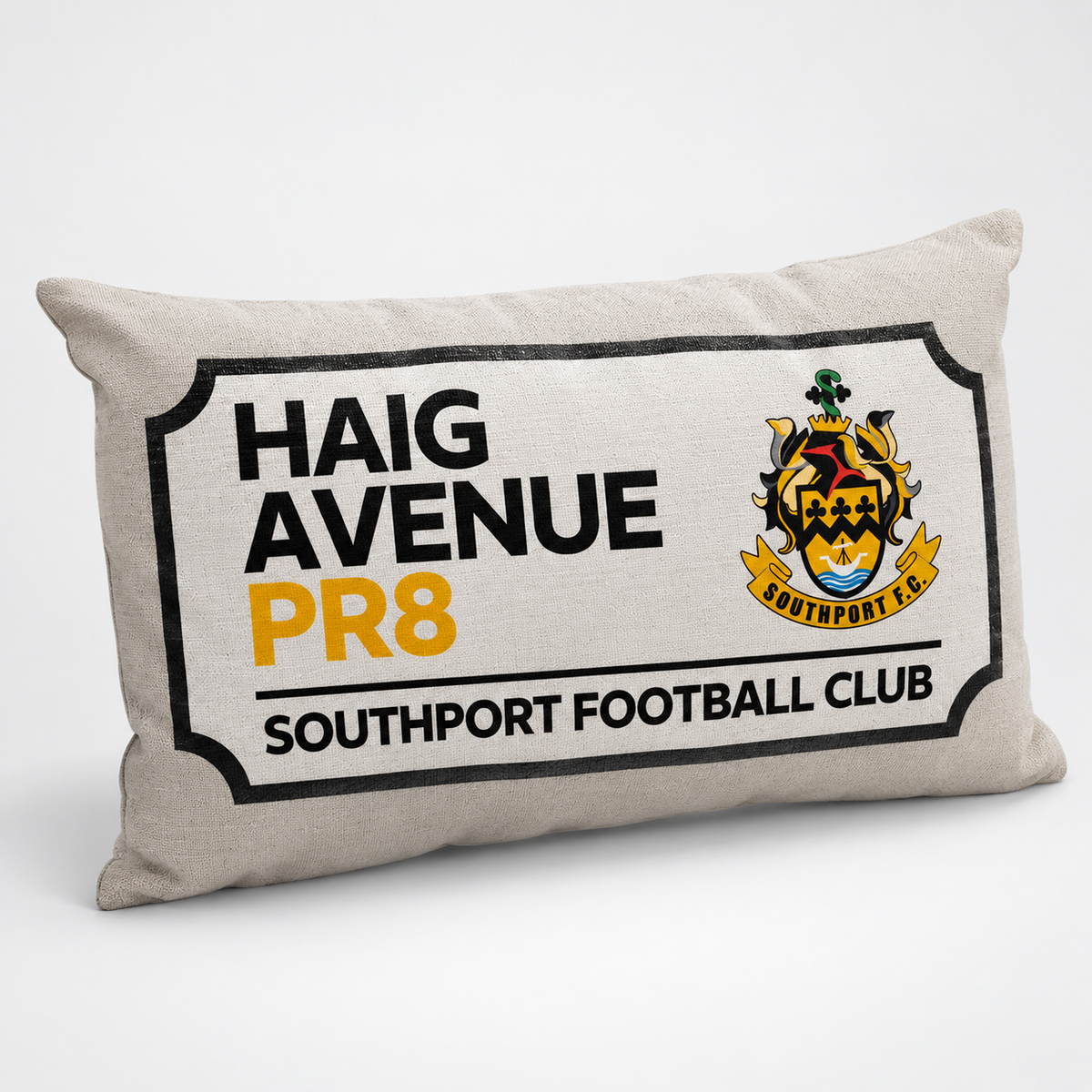 Southport FC Haig Avenue PR8 Linen Cushion – 30 x 50cm