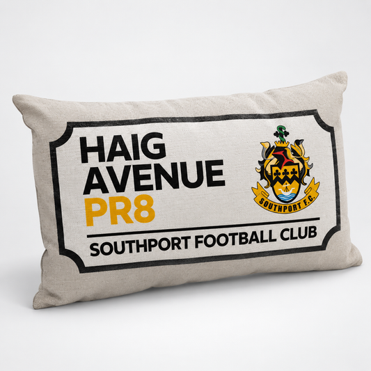 Southport FC Haig Avenue PR8 Linen Cushion – 30 x 50cm