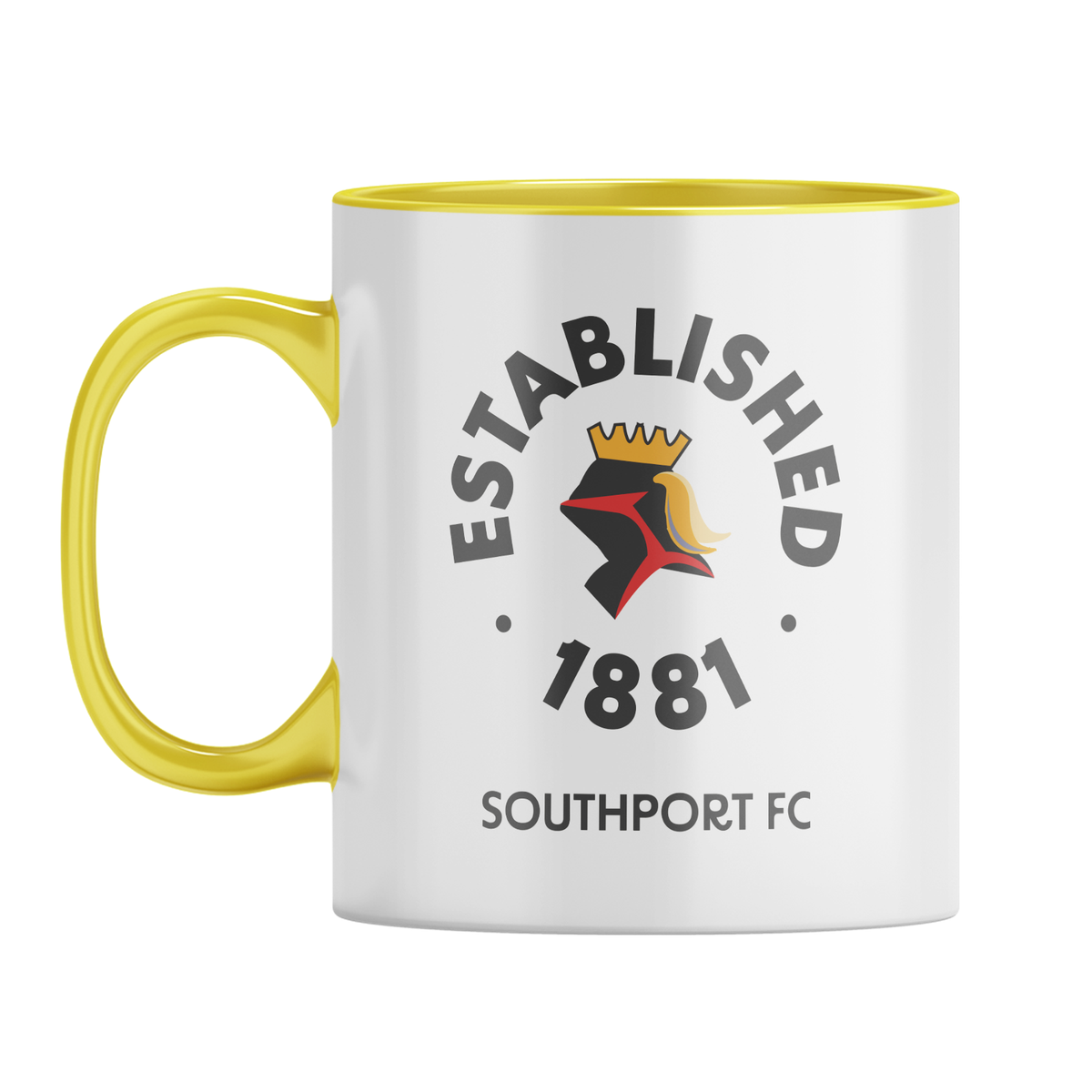 Established 1881 Southport FC Mug – White with Yellow Inner & Handle