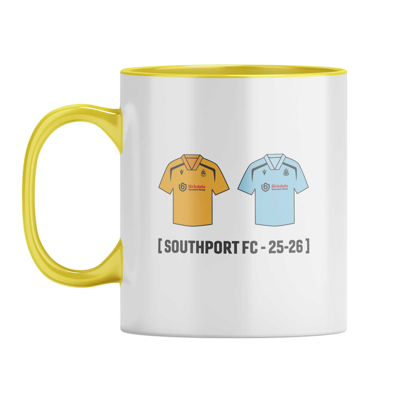 Southport FC 25–26 Kits Mug – White with Yellow Inner & Handle