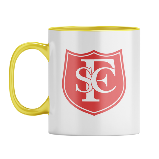 Retro 1920's SFC Shield Mug – White with Yellow Inner & Handle
