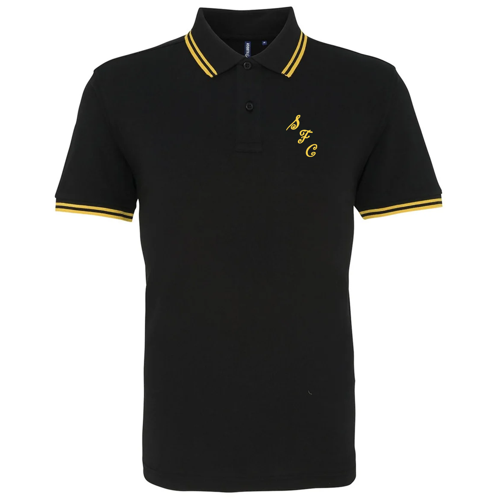 Southport FC 1970's Retro Monogram Badge Polo Shirt – Black/Yellow