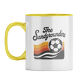 The Sandgrounders Retro Sunset Mug – White with Yellow Inner & Handle