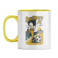 Southport Pier Player Mug – White with Yellow Inner & Handle