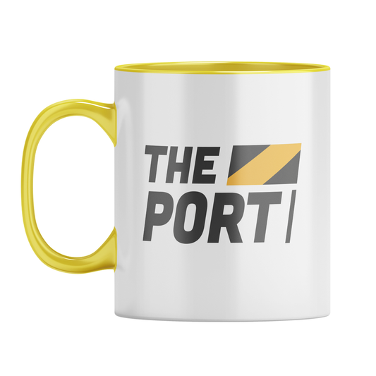 THE PORT Logo Mug – White with Yellow Inner & Handle