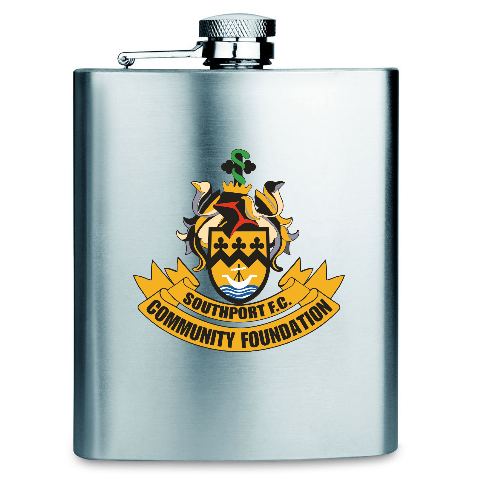 Southport FC Community Foundation Badge Hip Flask