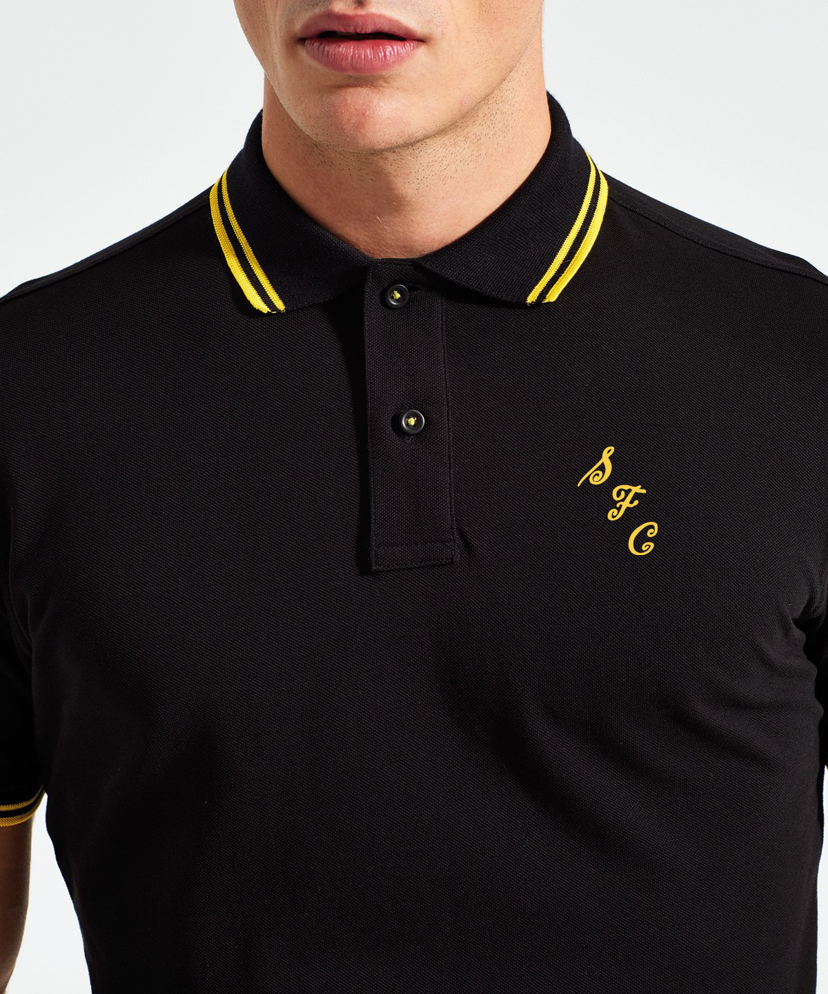 Southport FC 1970's Retro Monogram Badge Polo Shirt – Black/Yellow