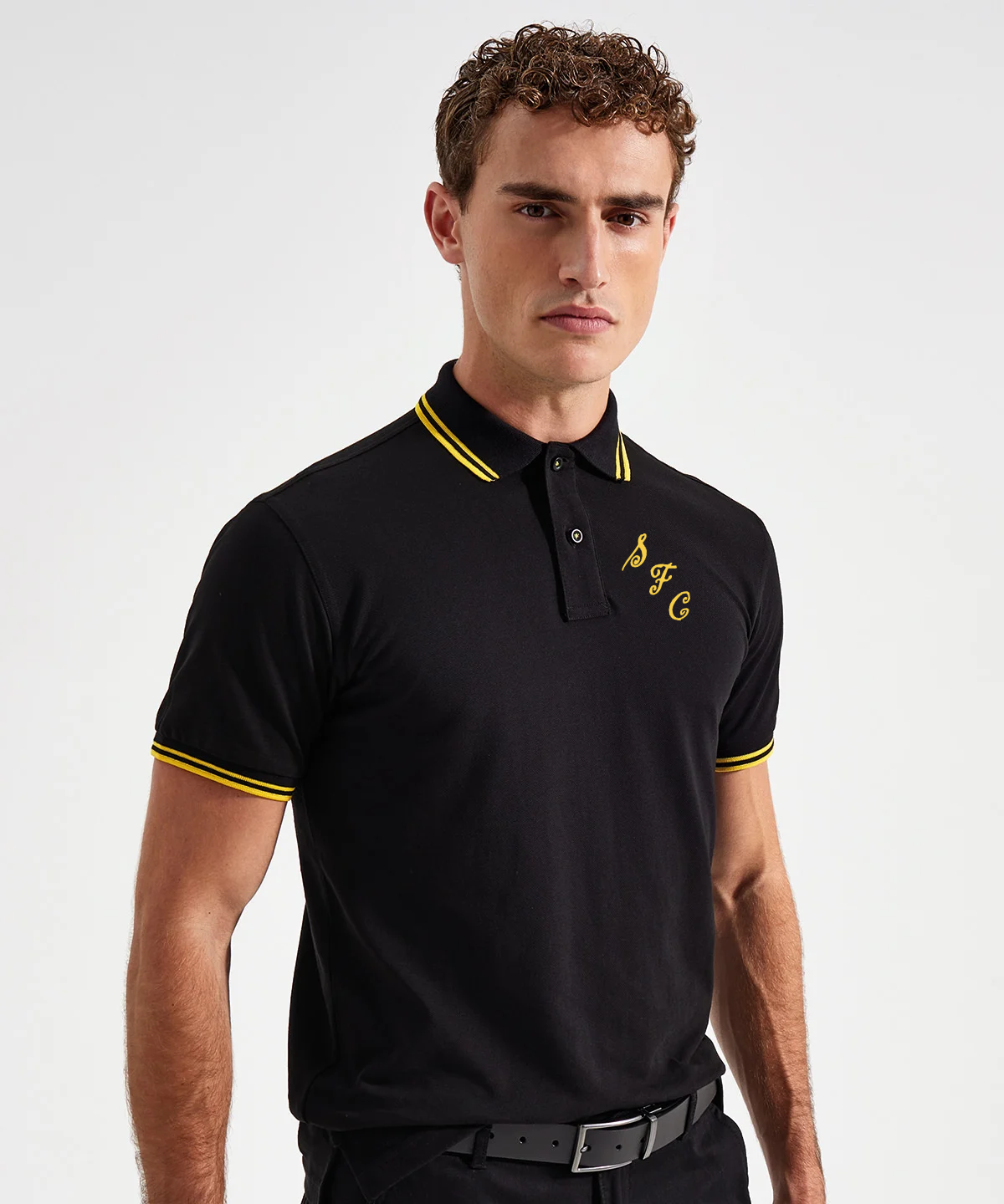 Southport FC 1970's Retro Monogram Badge Polo Shirt – Black/Yellow
